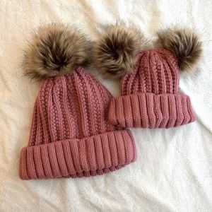 Mommy & daughter matching beanies.